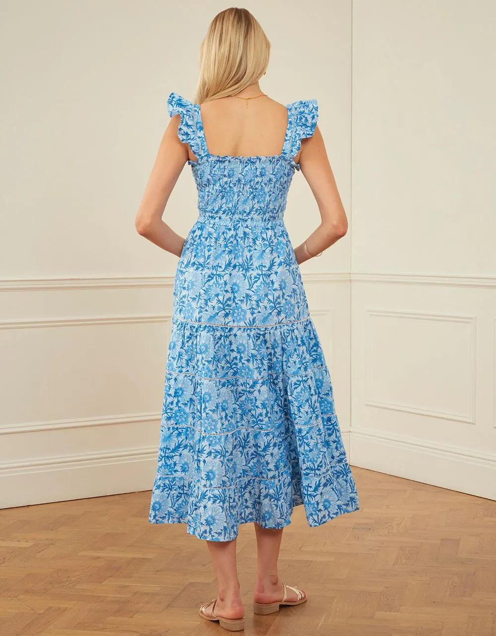 Block Print Jessica Dress in Azure