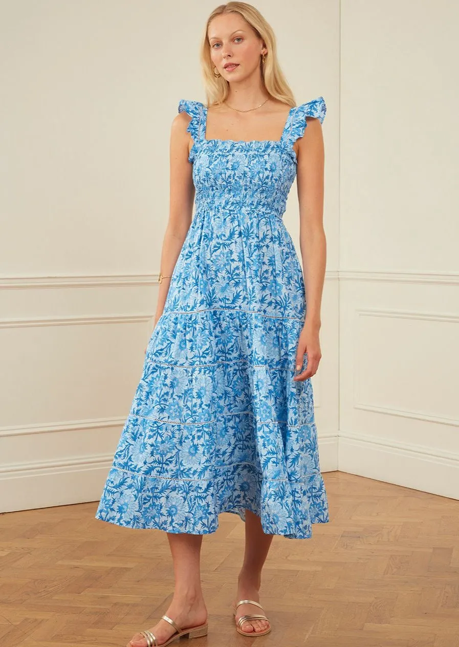 Block Print Jessica Dress in Azure