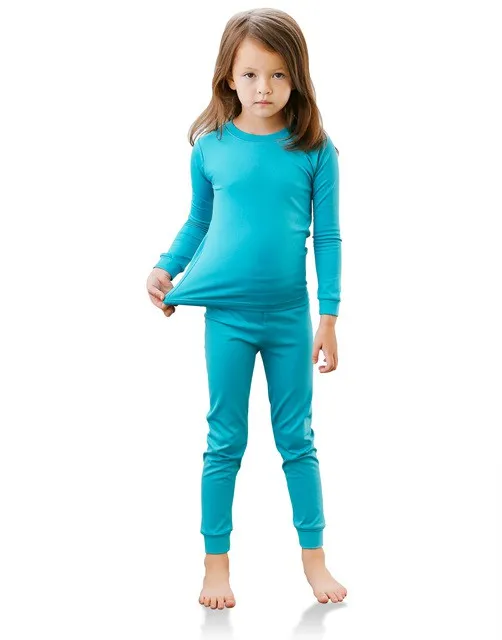 Blue Green Girls Aero Heat Thermal Pajama Set