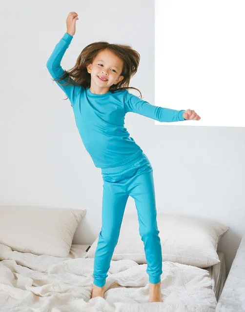 Blue Green Girls Aero Heat Thermal Pajama Set