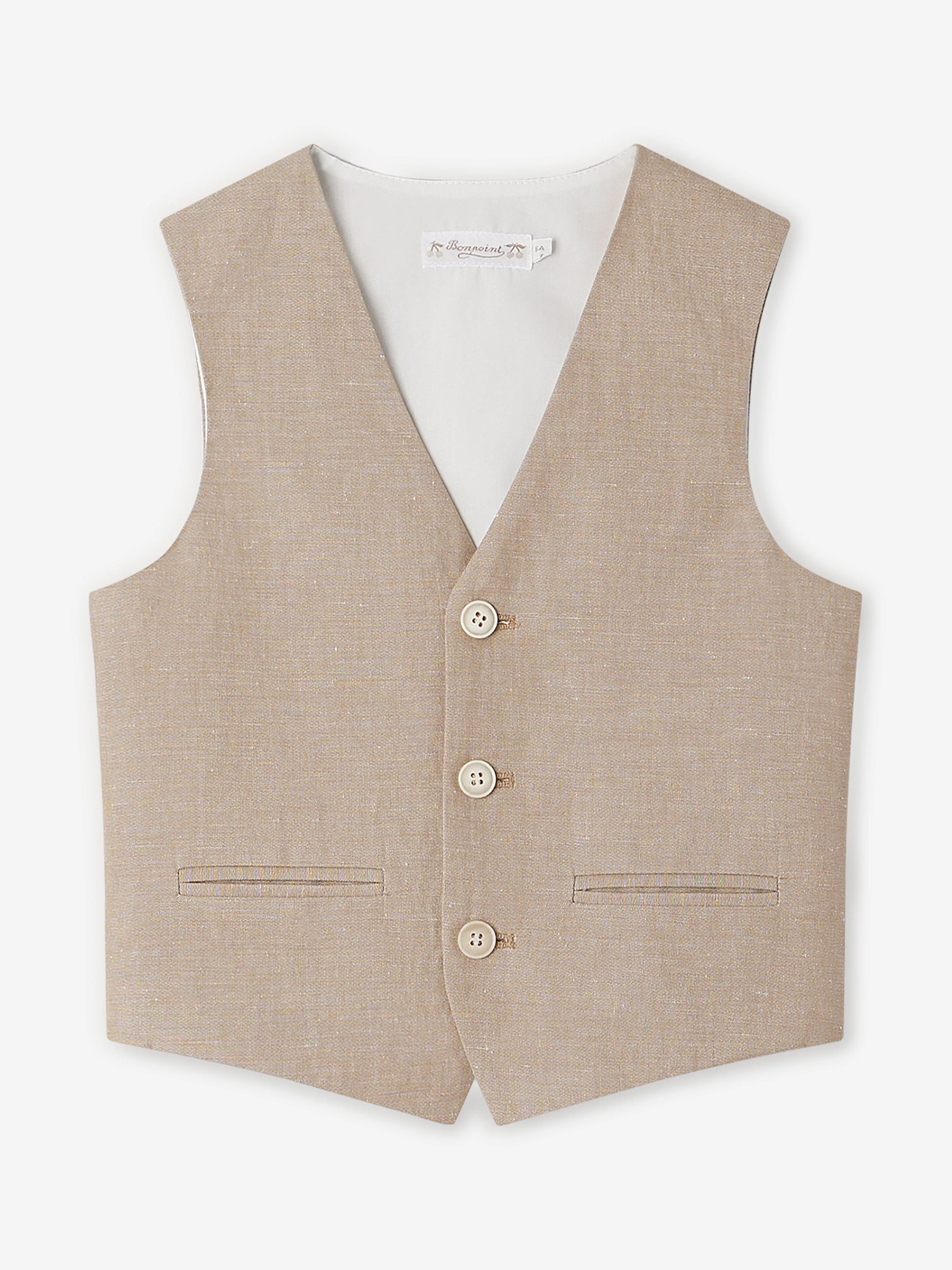 Bonpoint Boys Linen Angus Waistcoat in Brown