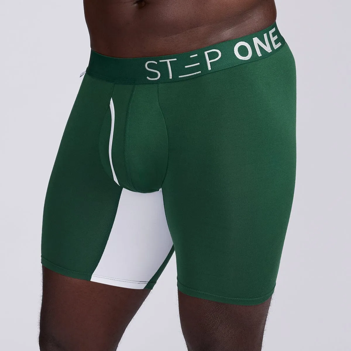 Boxer Brief Fly - Green & White