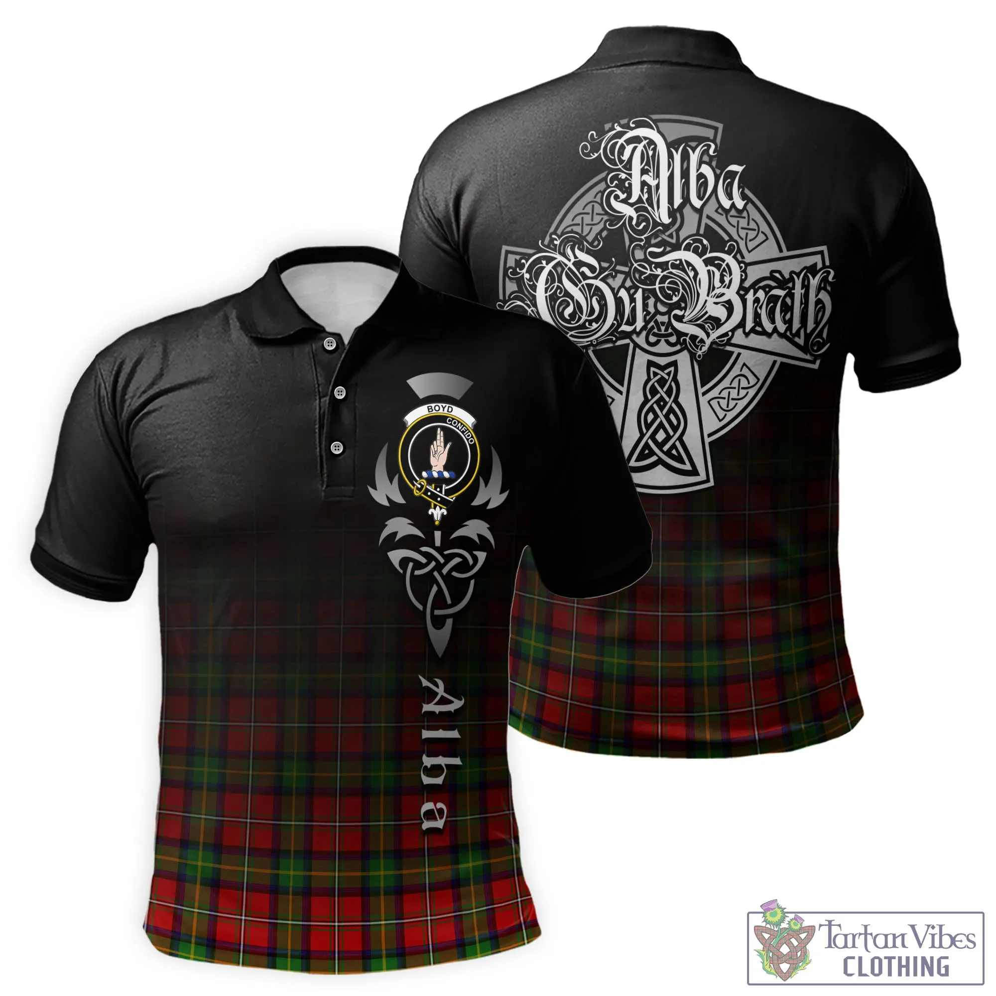 Boyd Tartan Polo Shirt Featuring Alba Gu Brath Family Crest Celtic Inspired