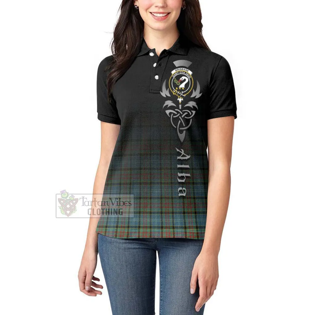 Brisbane Tartan Women's Polo Shirt Featuring Alba Gu Brath Family Crest Celtic Inspired