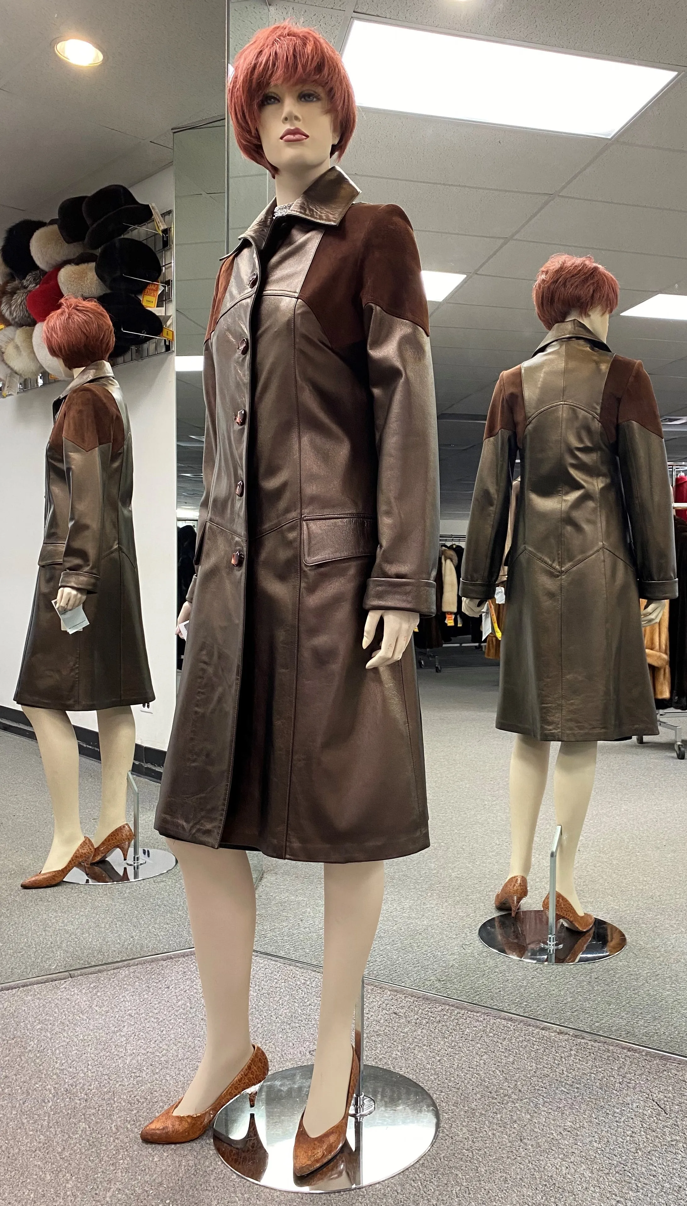 Brown Pearlized 7/8 Leather Coat