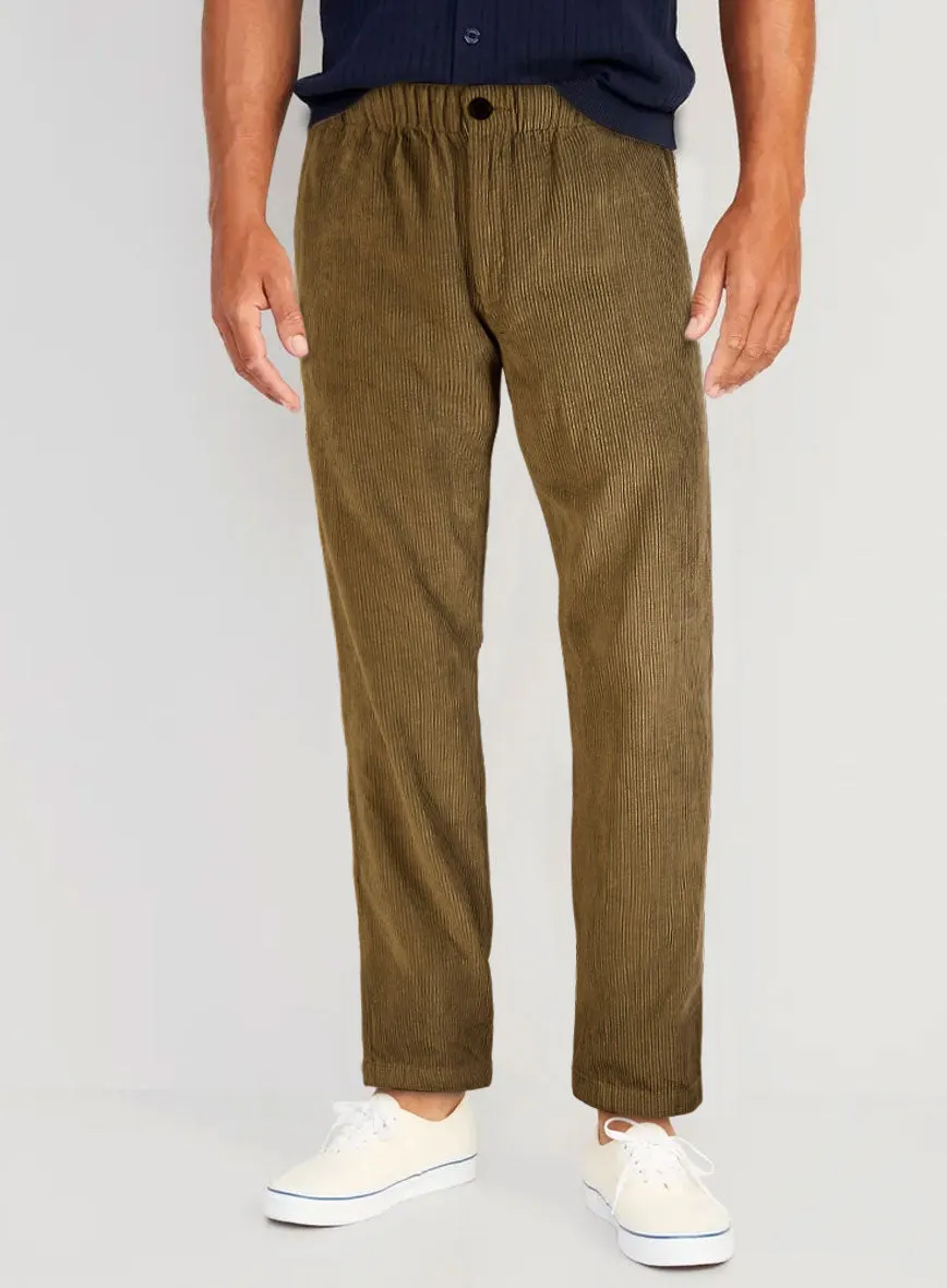 Brown Stretch Pin Corduroy Easy Pants