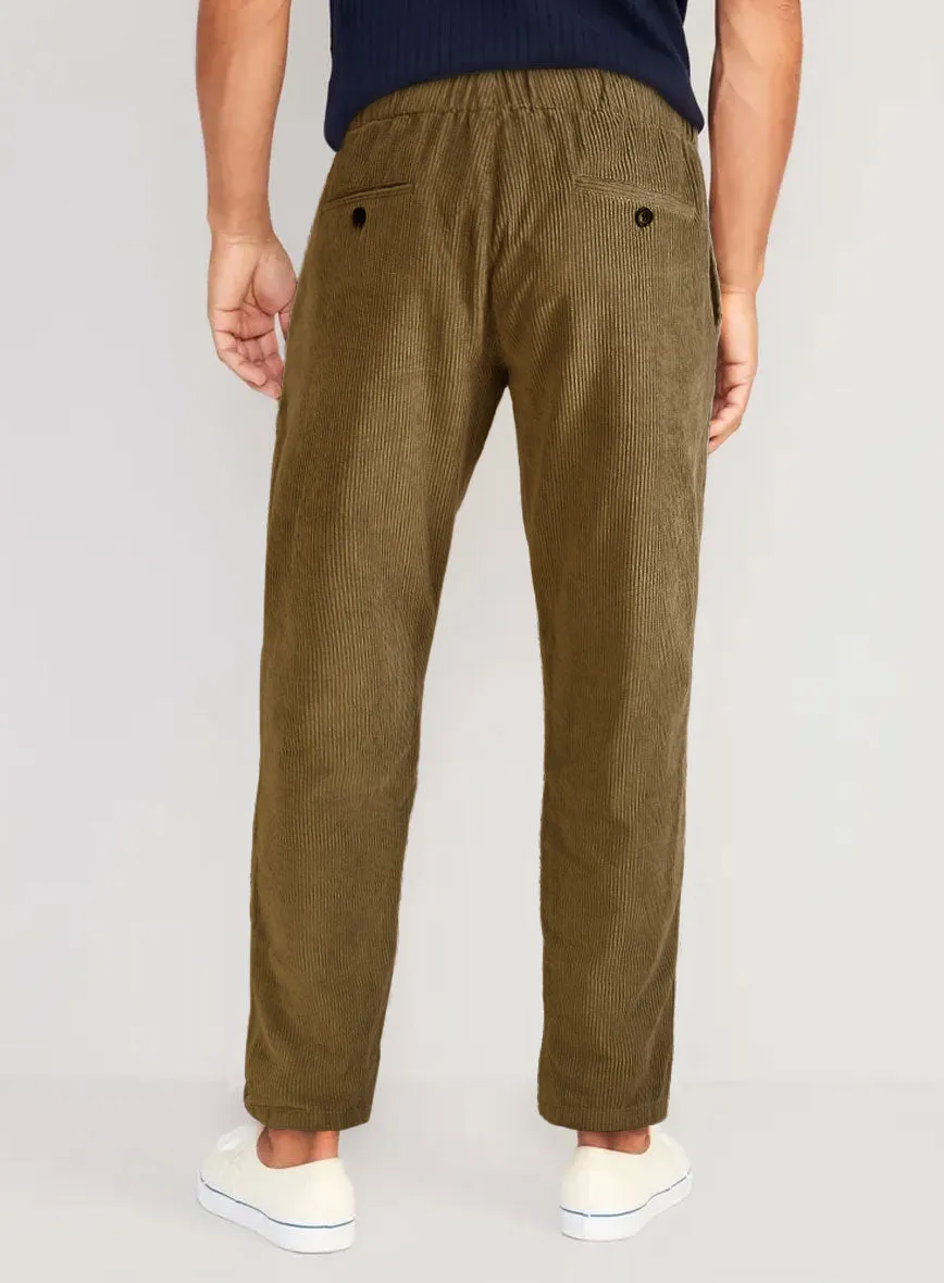 Brown Stretch Pin Corduroy Easy Pants