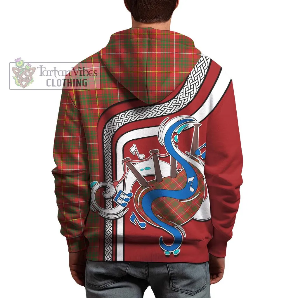 Bruce Modern Tartan Hoodie with Epic Bagpipe Style