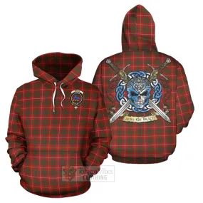 Bruce Tartan Hoodie with Family Crest Celtic Skull Style