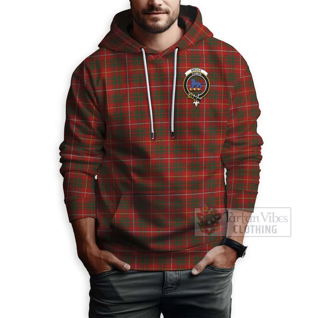 Bruce Tartan Hoodie with Family Crest Celtic Skull Style