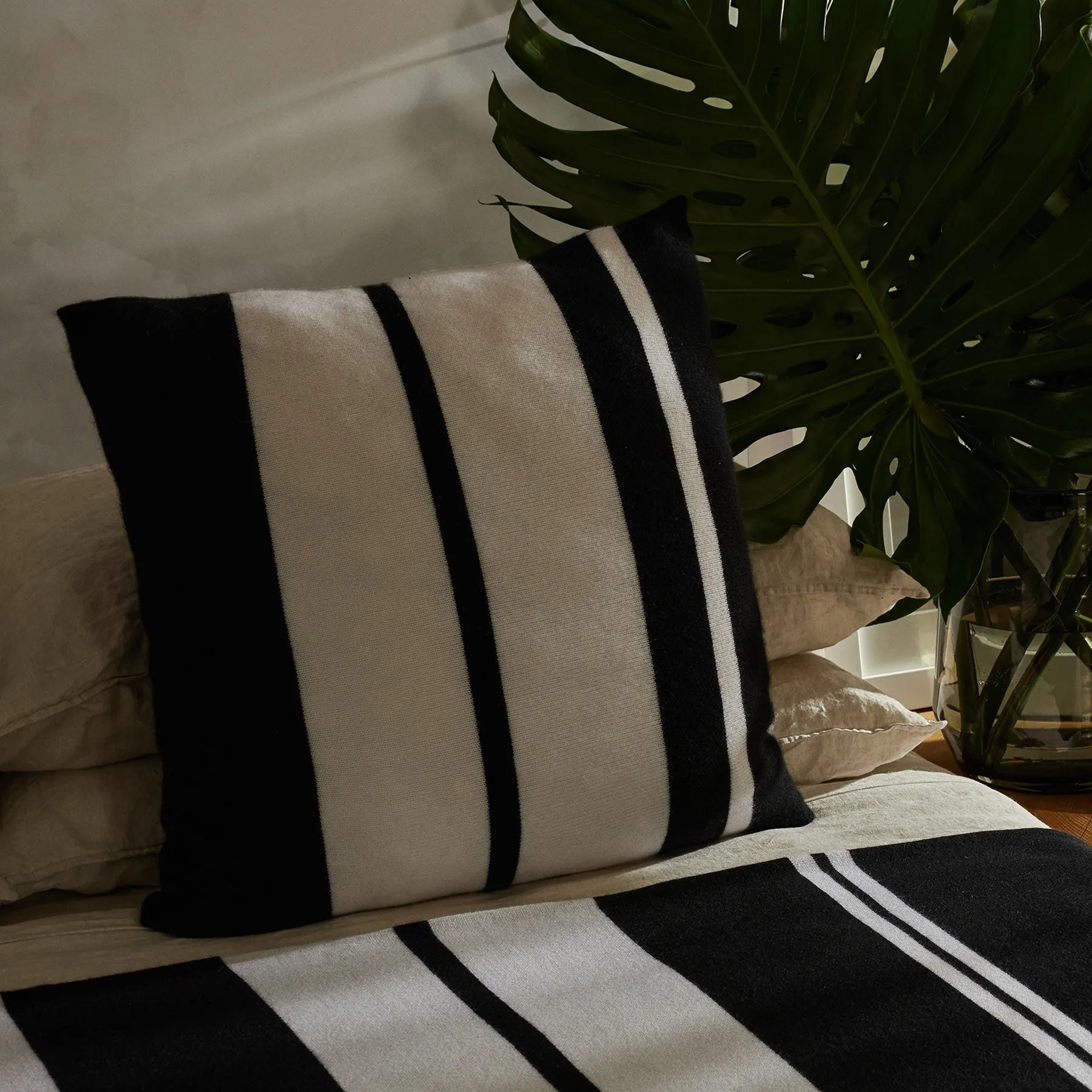 Cashmere Stripe Sham - Black/White