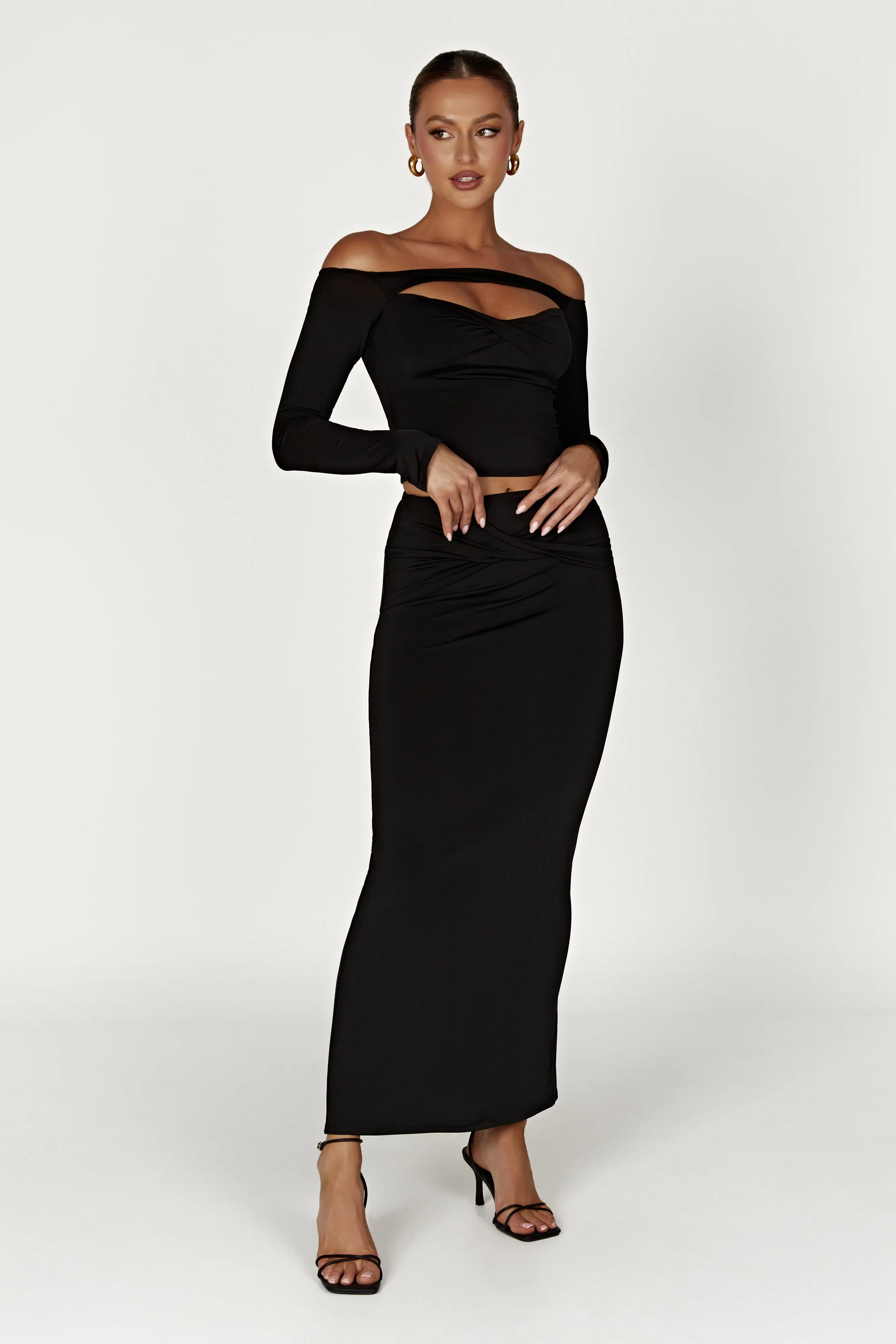 Ceri Maxi Twist Skirt - Black