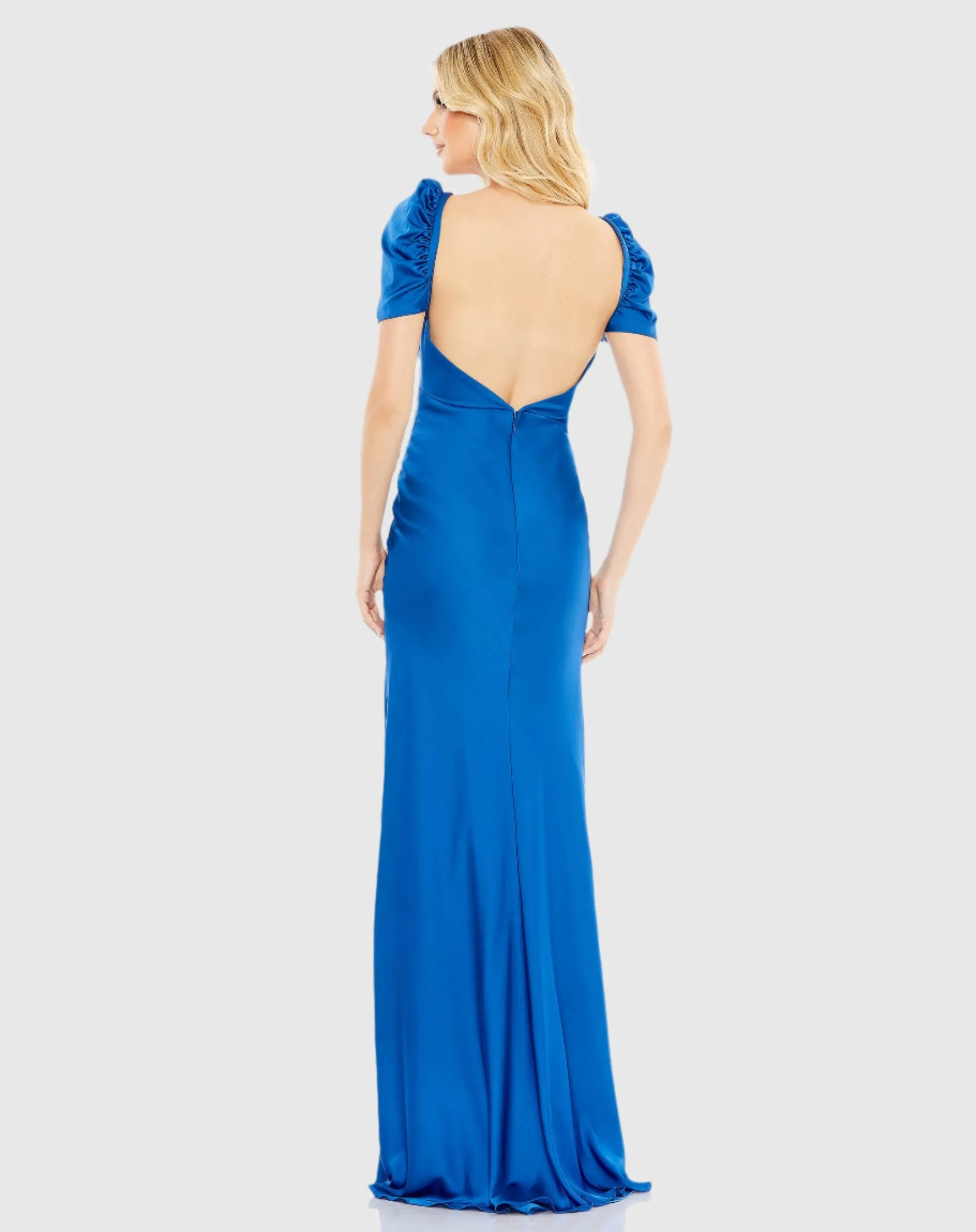 Charmeuse Cap Sleeve Empire Waist Gown