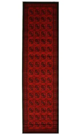 Classic Afghan Pattern Rug Runner Red