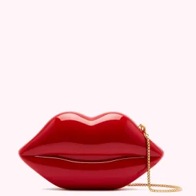 CLASSIC RED MEDIUM LIPS CLUTCH BAG