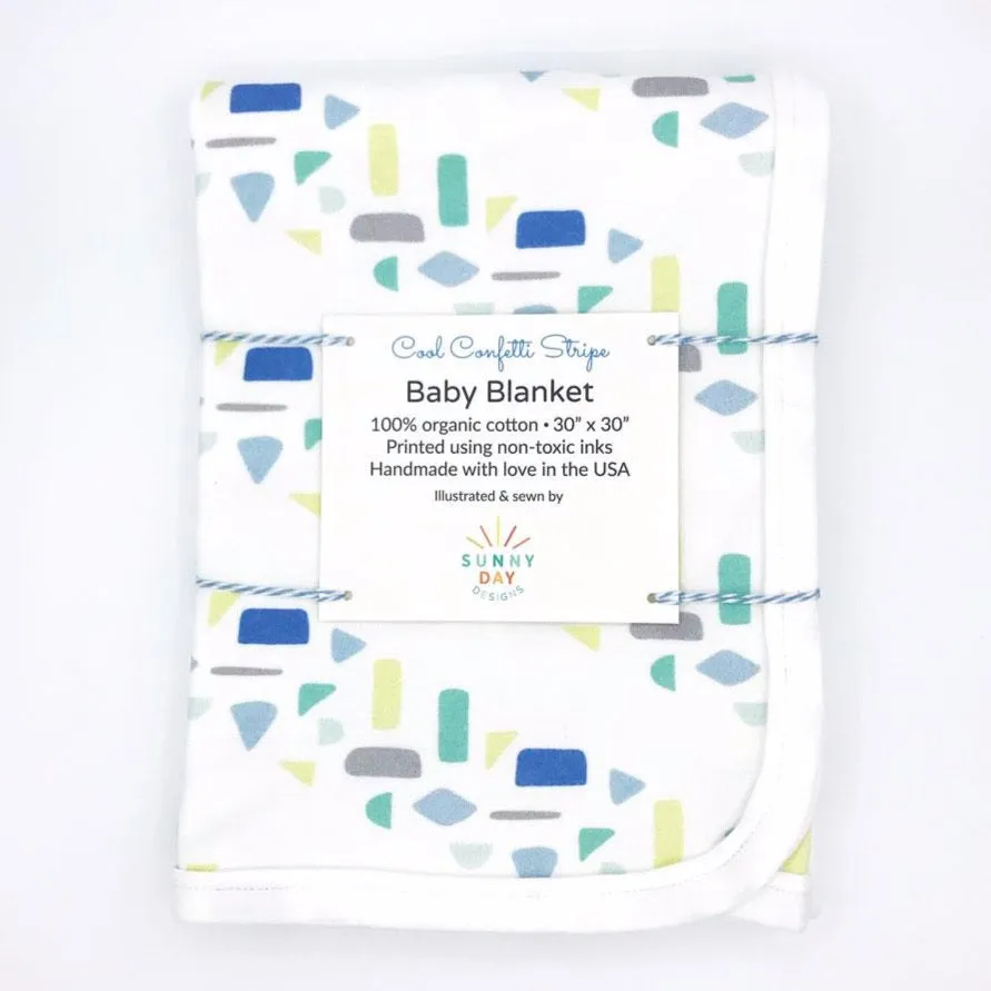 Cool Confetti Stripe Baby Receiving Blanket - Organic Cotton | *25% Off!*