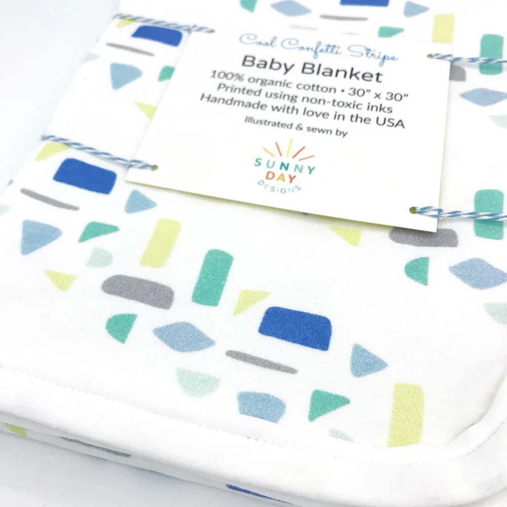 Cool Confetti Stripe Baby Receiving Blanket - Organic Cotton | *25% Off!*