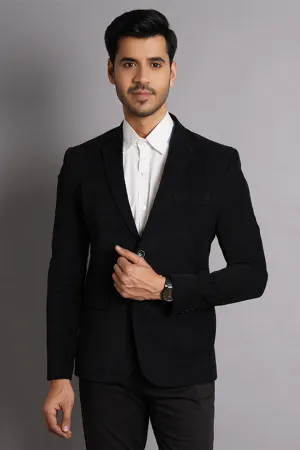 Corduroy Cotton Black Solid Blazer