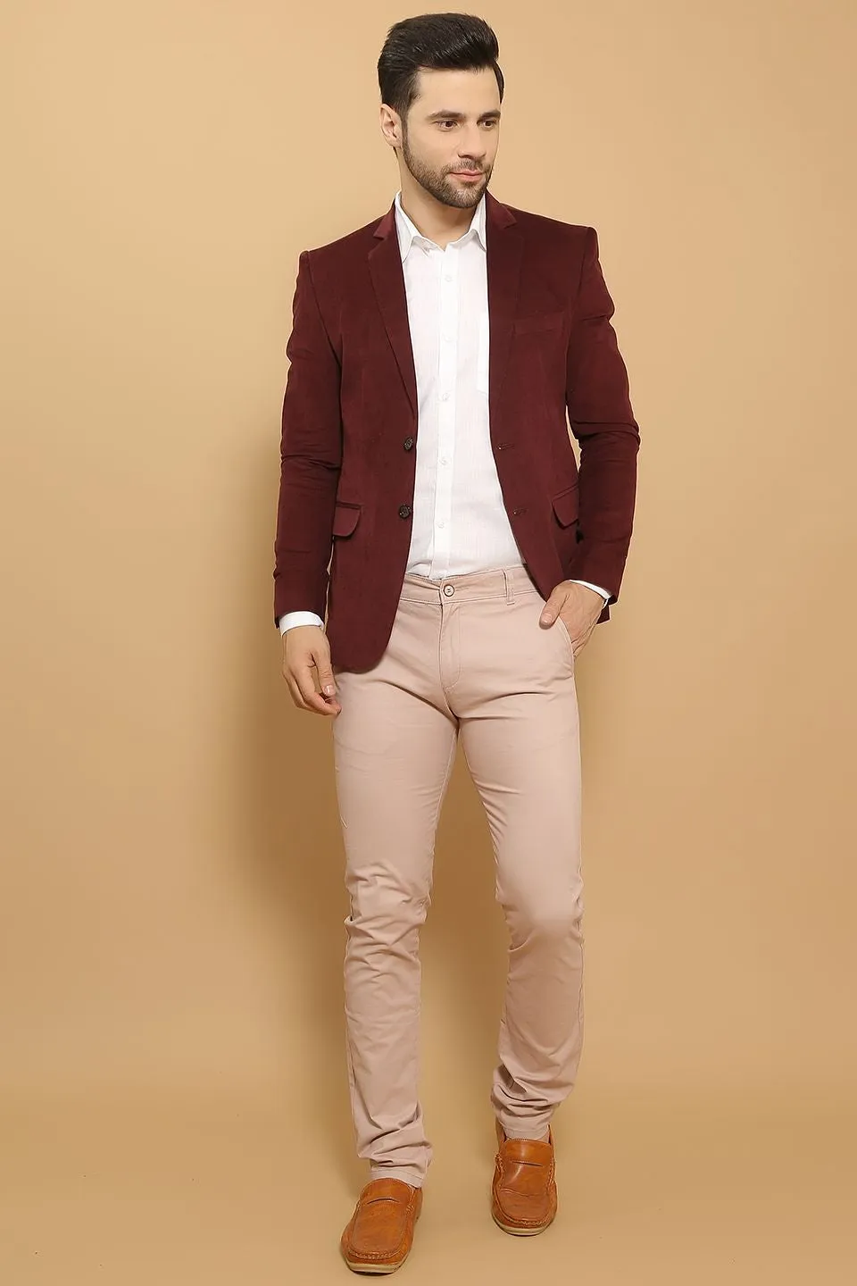 Corduroy Cotton Maroon Blazer