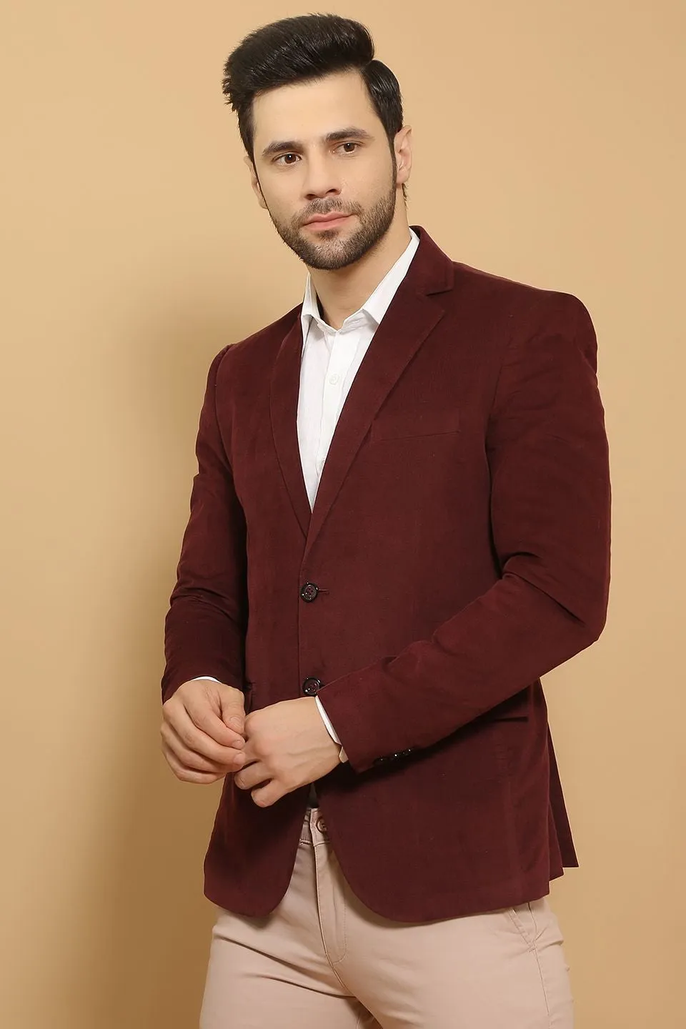 Corduroy Cotton Maroon Blazer