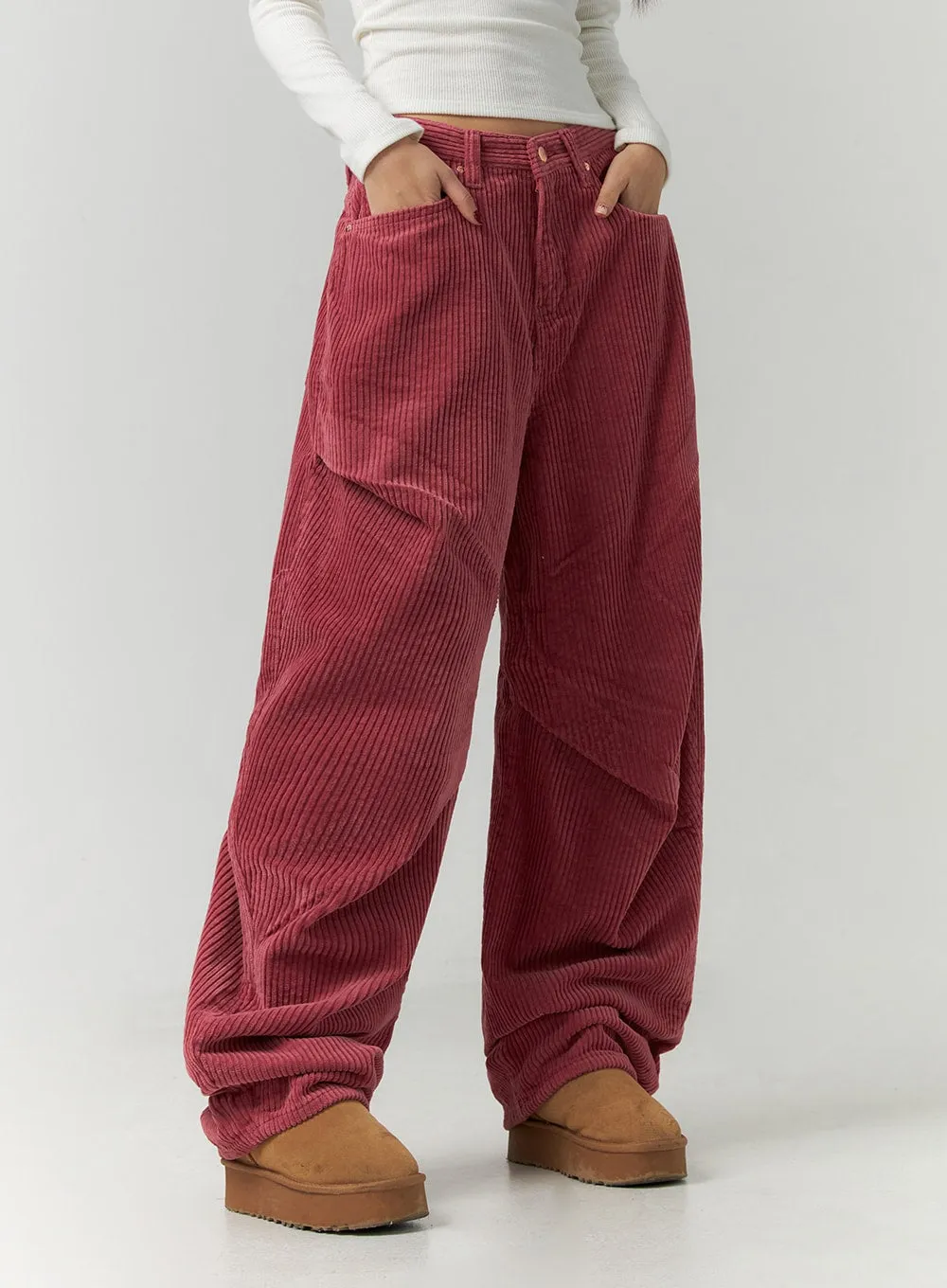 Corduroy Pintuck Wide-Leg Pants CD307