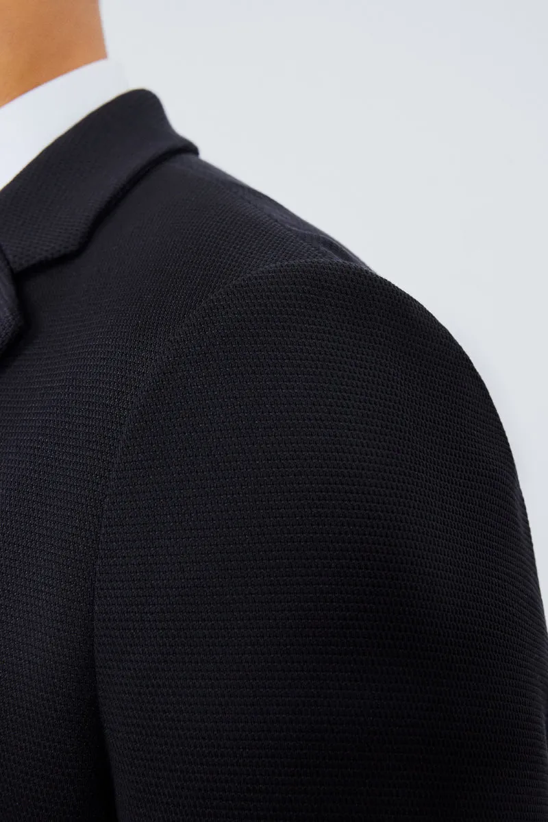 CottonSTRETCH Knit Smart Blazer | Black BKFD01