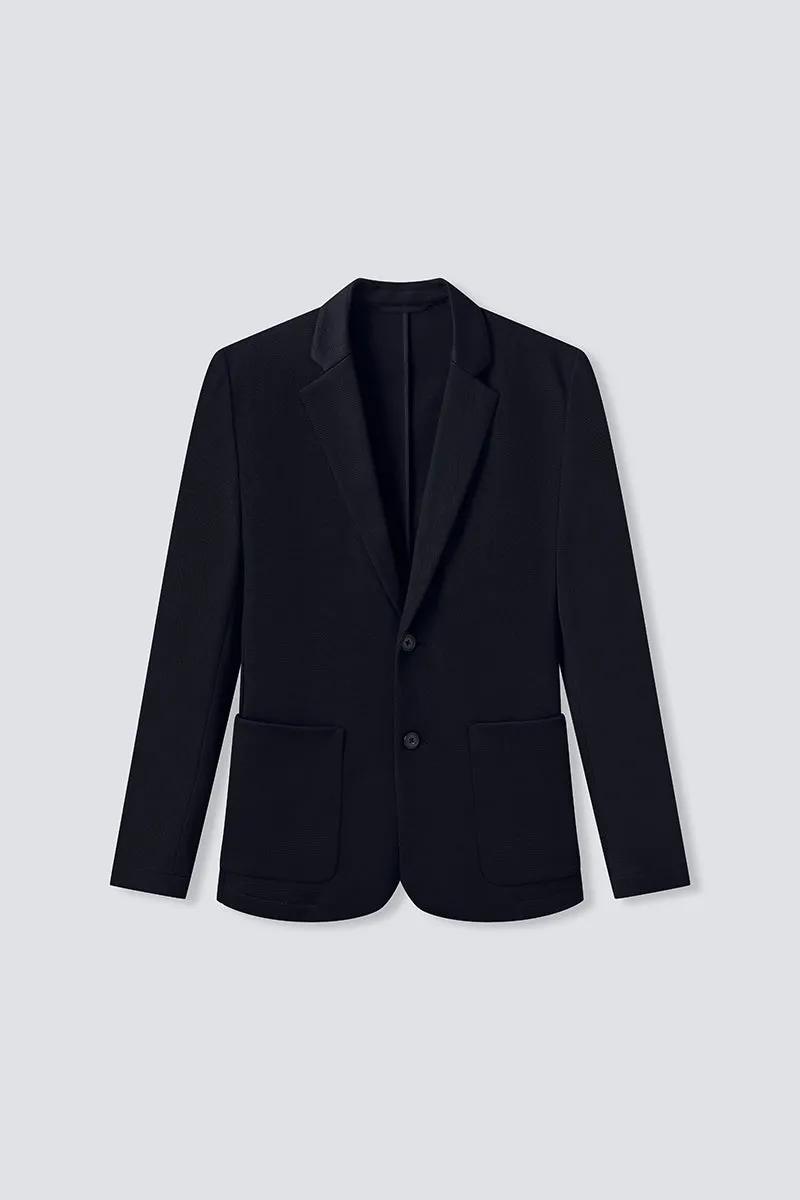 CottonSTRETCH Knit Smart Blazer | Black BKFD01