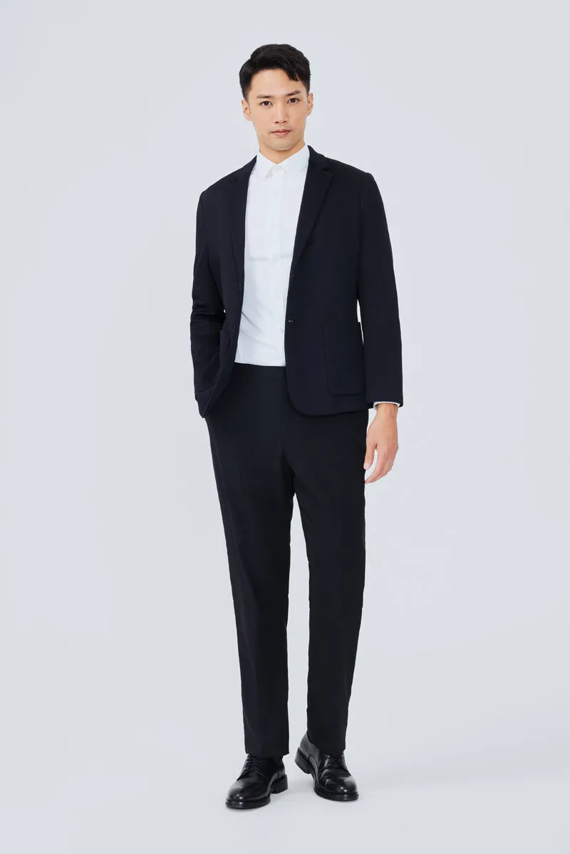 CottonSTRETCH Knit Smart Blazer | Black BKFD01