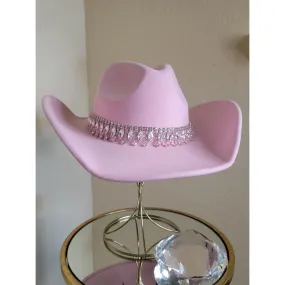 Daddy Lessons Rhinestone Hat Pastel Pink