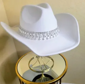 Daddy Lessons Rhinestone Hat White