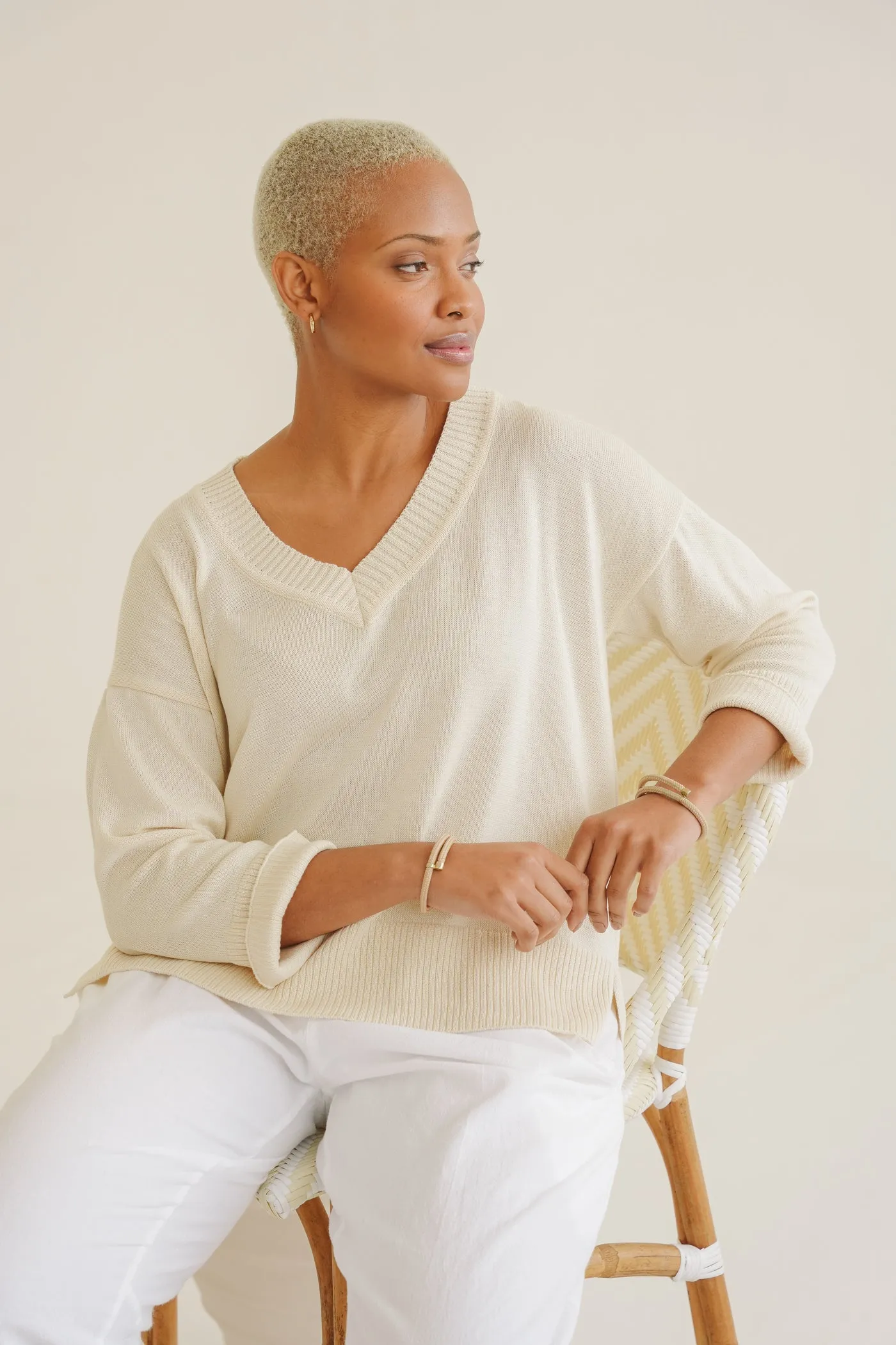 Daphne Cotton V-Neck Knit