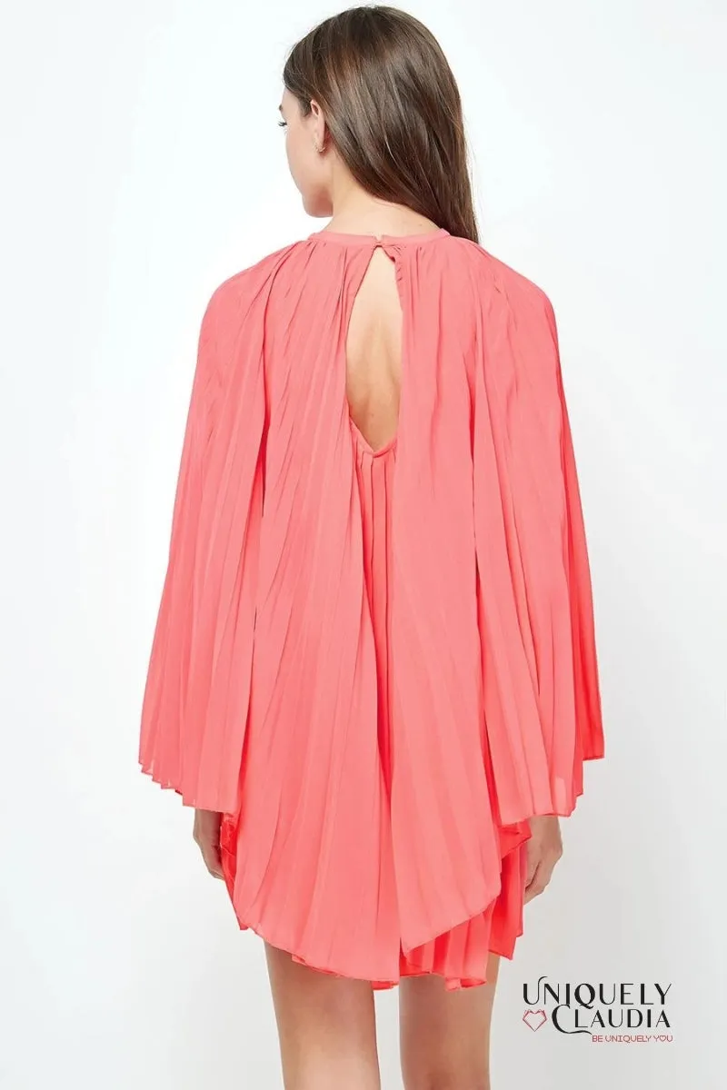 Destiny Pleated Cape Mini Dress