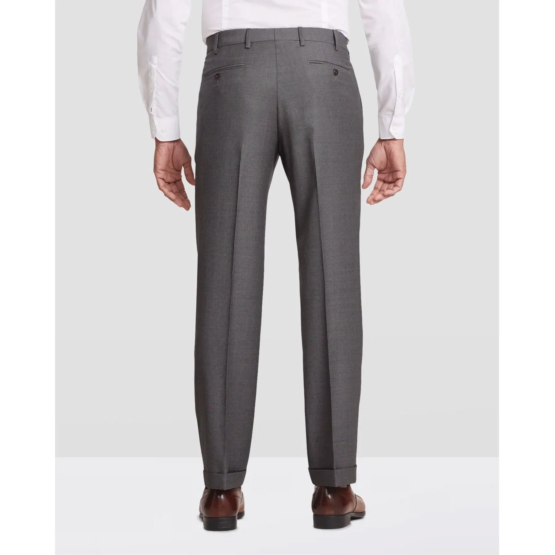 Devon Flat Front Stretch Wool Trouser in Medium Grey, Size 38 (Modern Full Fit) by Zanella