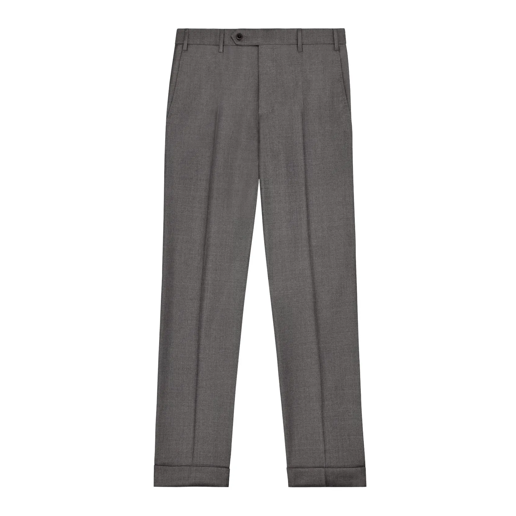 Devon Flat Front Stretch Wool Trouser in Medium Grey, Size 38 (Modern Full Fit) by Zanella