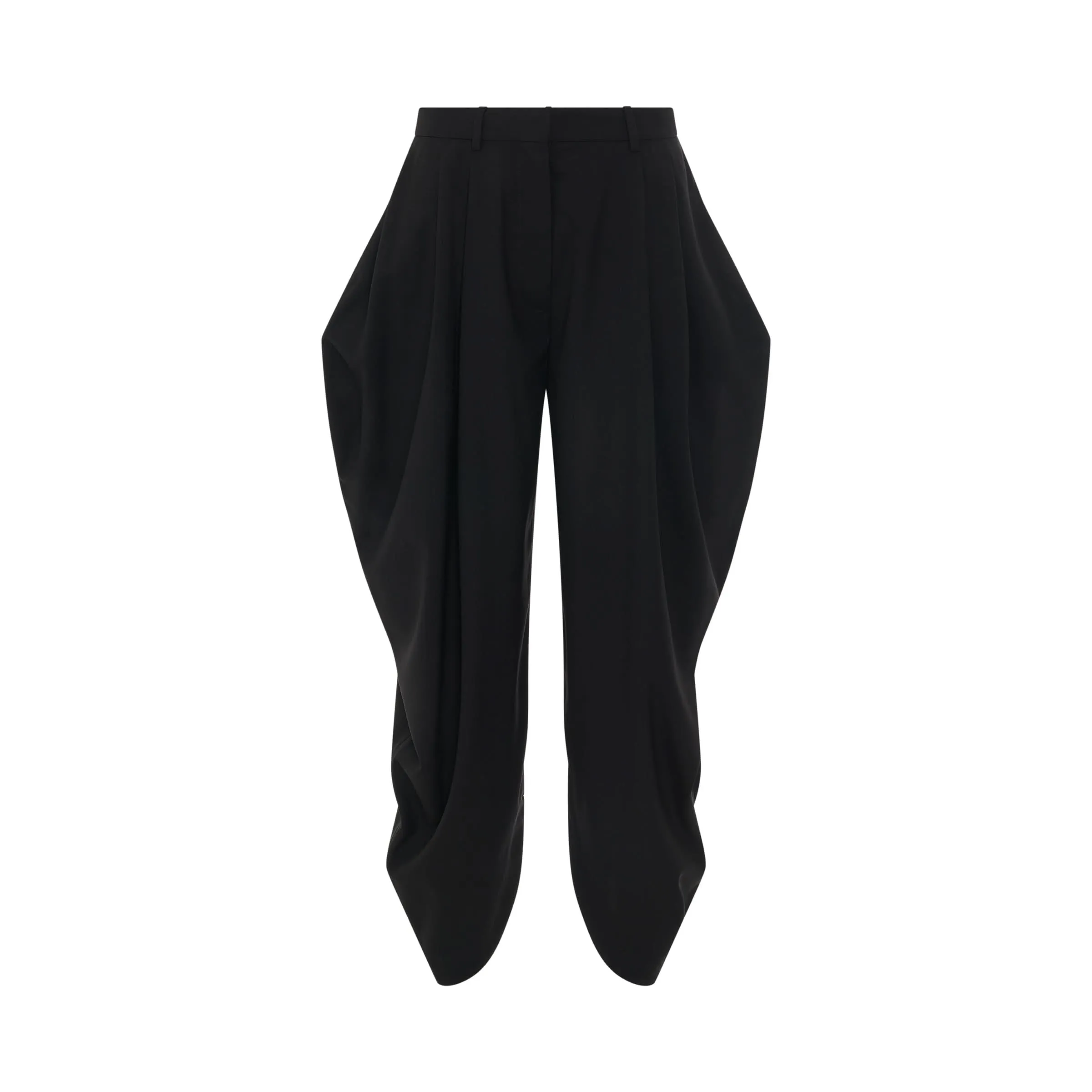 Draped Wool Trousers in Black