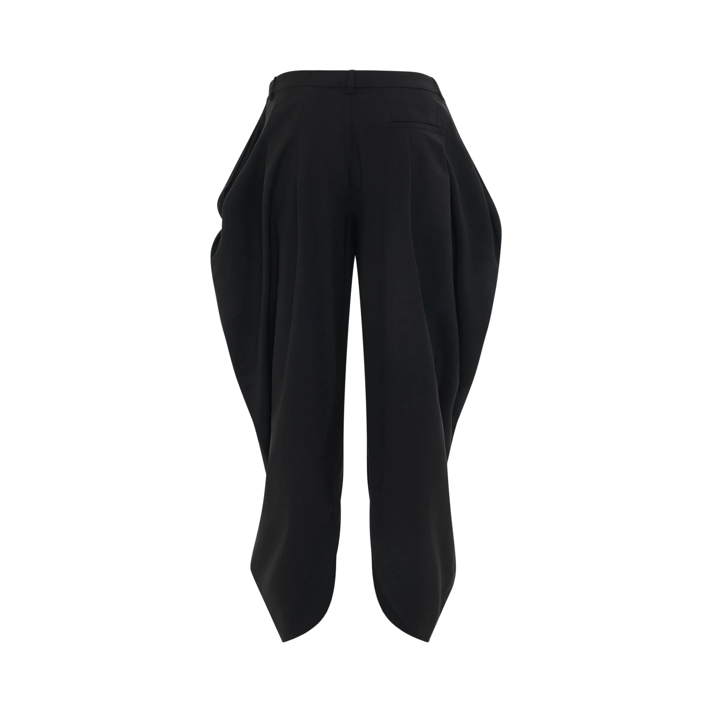 Draped Wool Trousers in Black