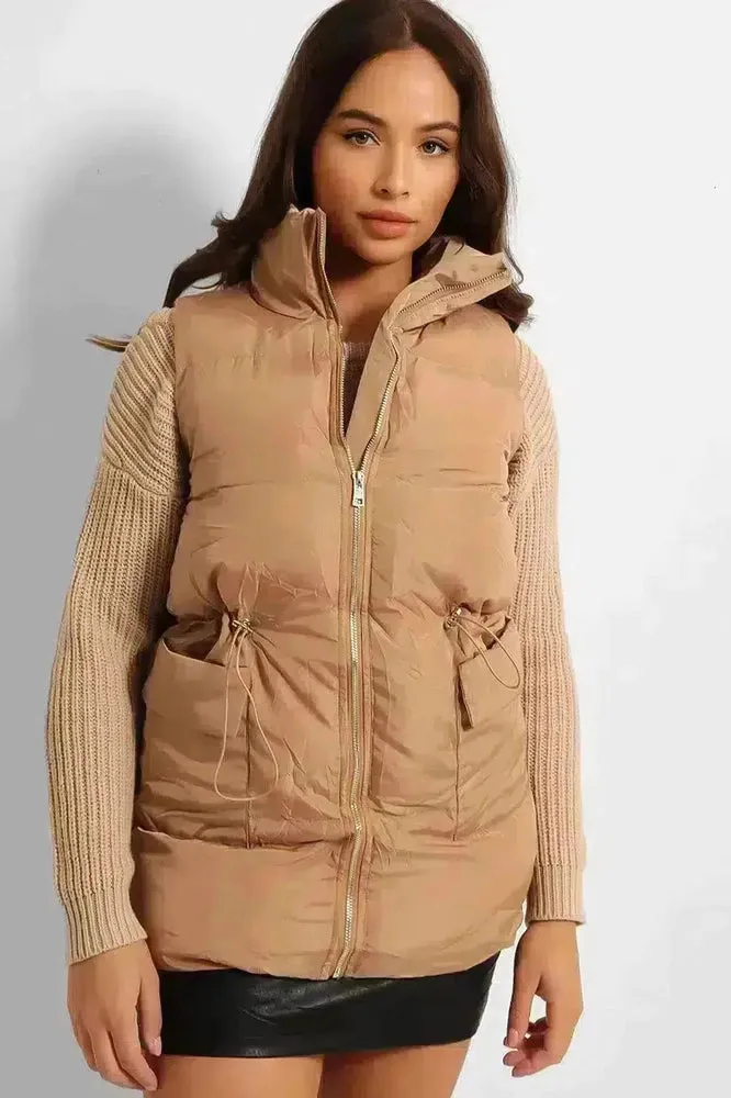 Drawstring Waist Puffer Gilet