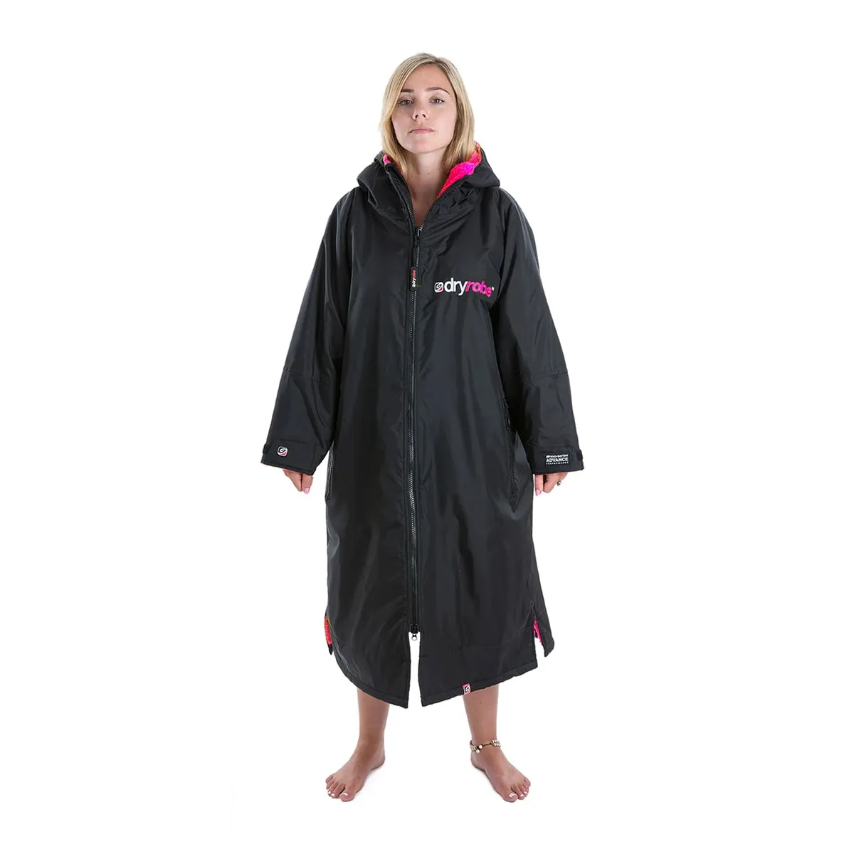 Dryrobe Advance Long Sleeve Changing Robe - Black/Pink