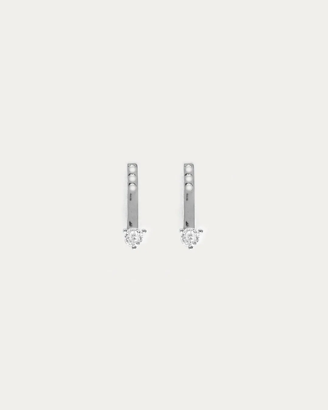 Floating Solitaire Ear Jackets - Silver