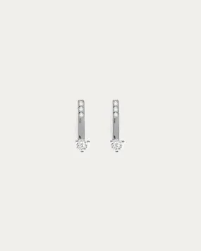 Floating Solitaire Ear Jackets - Silver