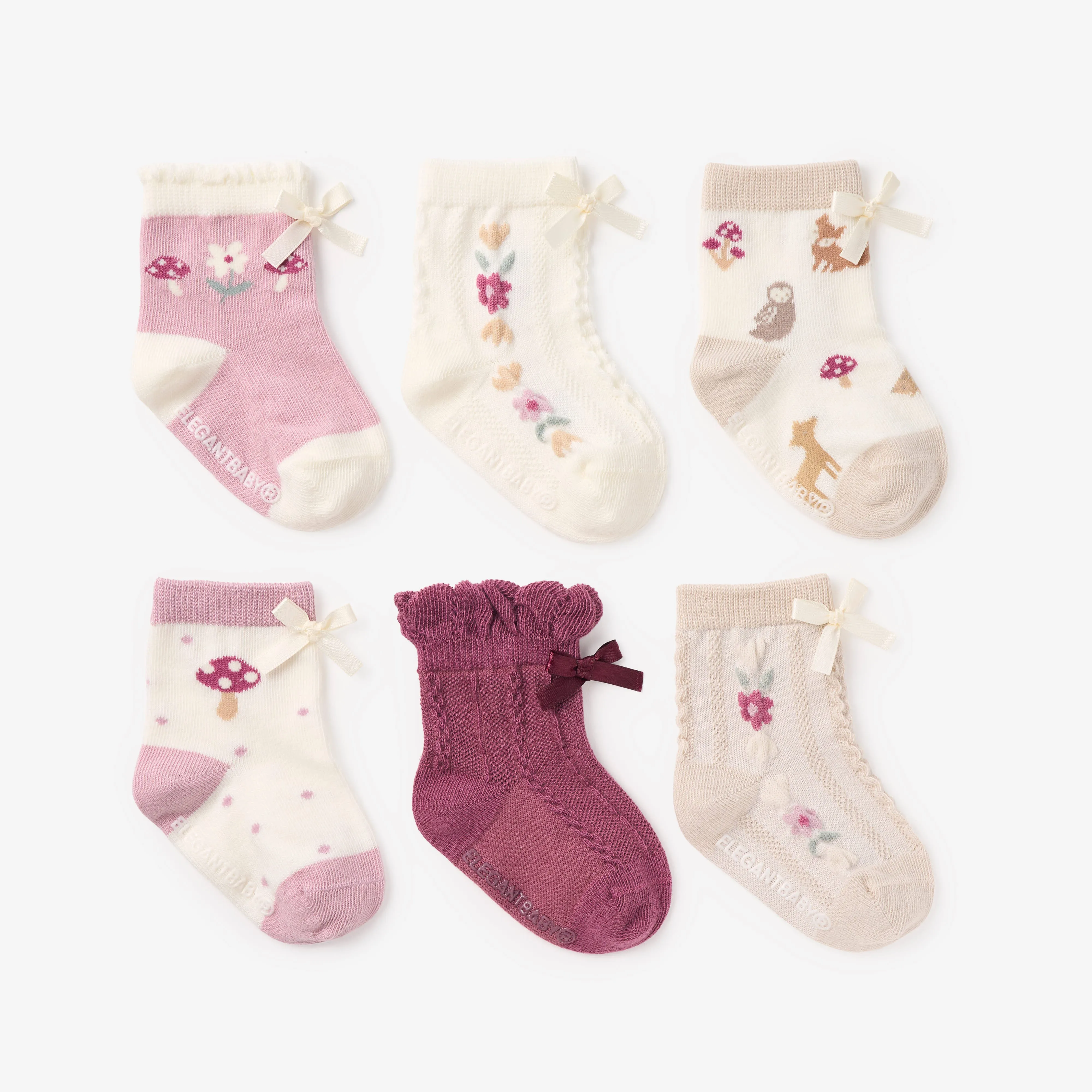 Forest Family Non Slip Baby Socks 6 PK