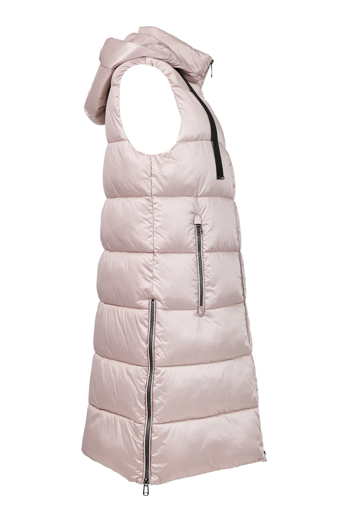 Frandsen Padded Longline Gilet in Dusty Pink