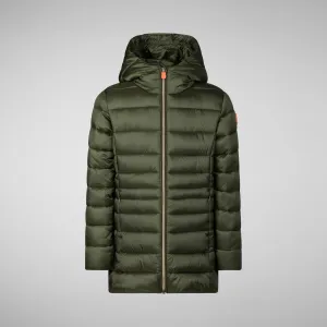 Girls' animal free Puffer jacket Maggy in pine green