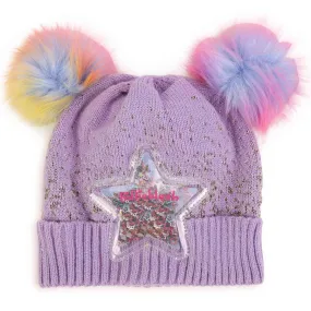 Girls Lilac Pompom Star Hat