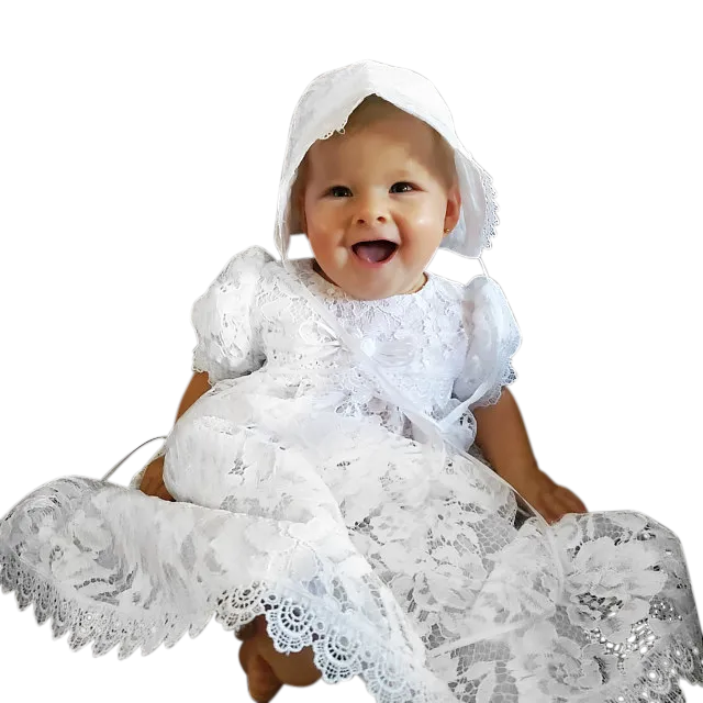 Girls White Christening & Baptism Dress - Victoria