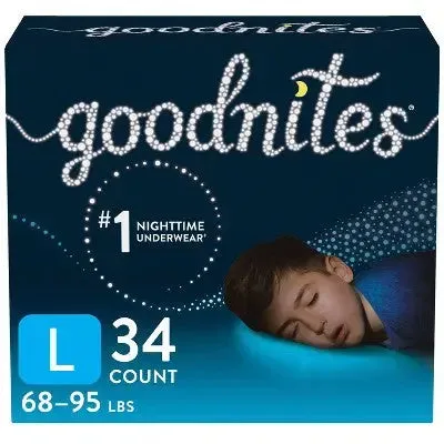 Goodnites Boys' Nighttime Bedwetting Underwear - L/XL - 34ct