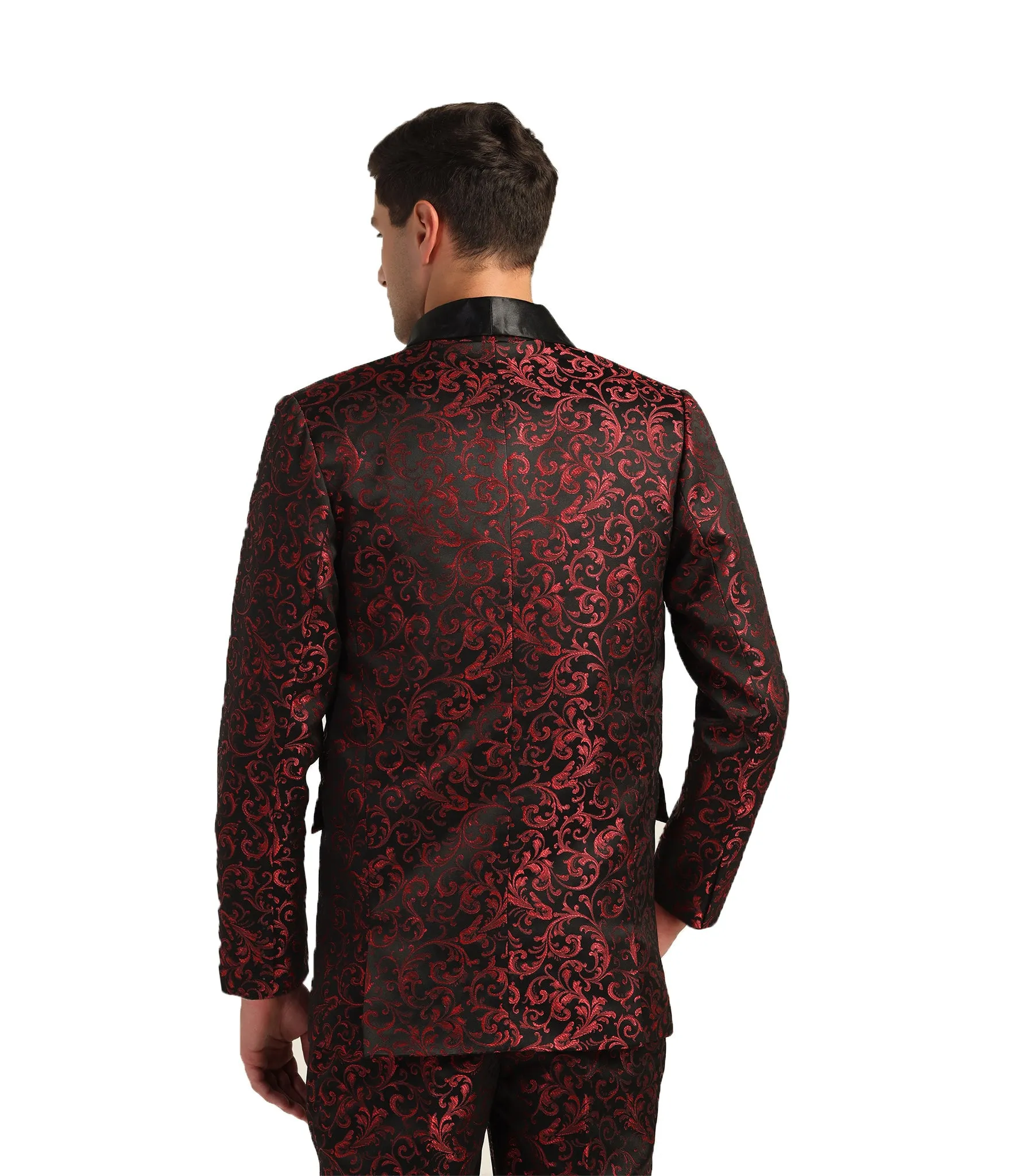 Gothic Red Black Brocade Coat