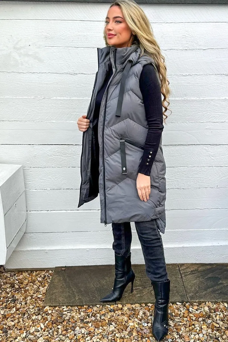 GRAPHITE HOODED ZIP UP GILET