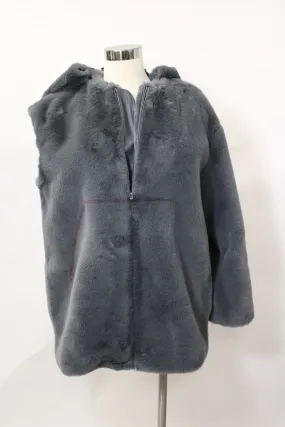 GREY FAUX FUR COAT