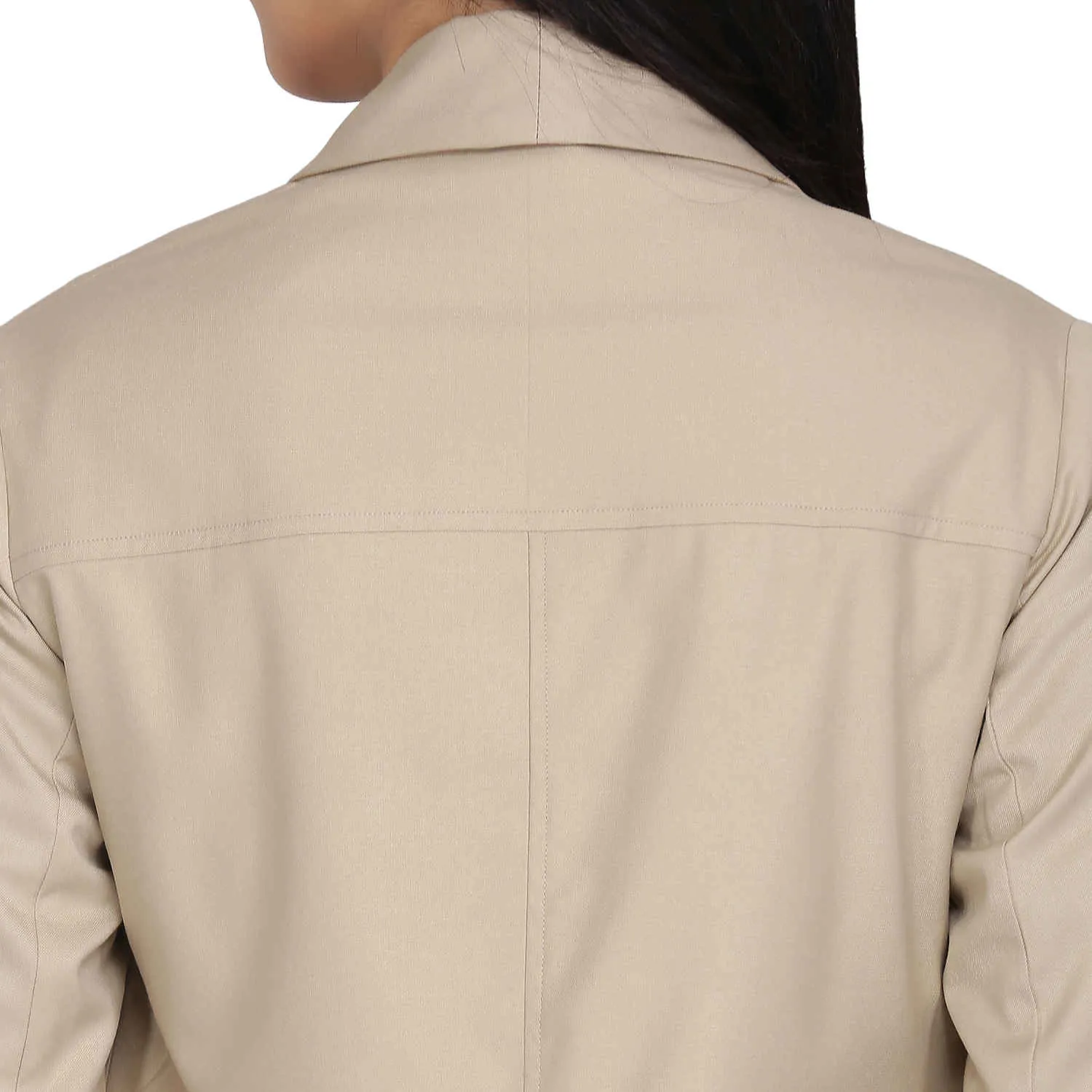 Hazel Wood Beige Open Front Shawl Lapel Blazer 